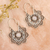 Rainbow moonstone hoop earrings, 'Floral Mist' - Sterling Silver and Rainbow Moonstone Hoop Earrings (image 2) thumbail