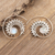 Rainbow moonstone hoop earrings, 'Indian Swirl' - Sterling Silver Hoop Earrings with Rainbow Moonstones (image 2b) thumbail