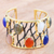 Gold-plated multi-gemstone cuff bracelet, 'Color Pop' - Gold-Plated Rainbow Moonstone and Rose Quartz Bracelet (image 2) thumbail