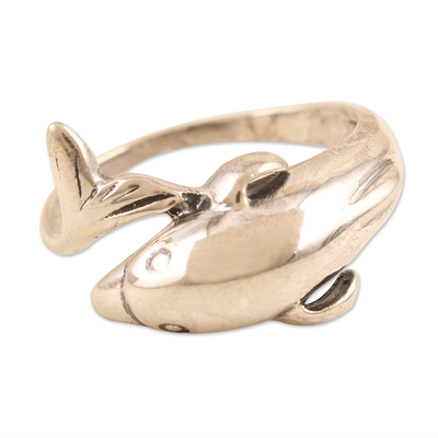 Sterling silver cocktail ring, 'Ride the Waves' - Sterling Silver Dolphin Cocktail Ring