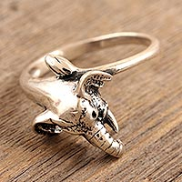 Sterling silver cocktail ring, 'Memory of Elephants' - Sterling Silver Elephant Cocktail Ring