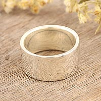 Sterling silver band ring, 'Mirror Gazing'