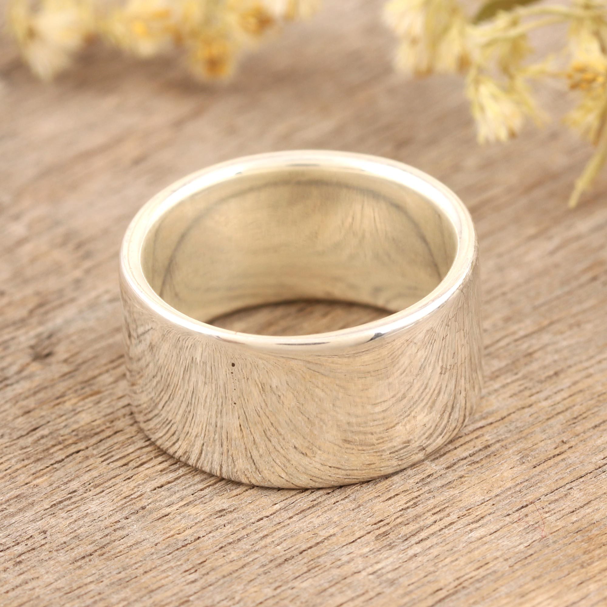 Hand Crafted Unisex Sterling Silver Band Ring, 'Mirror Gazing'