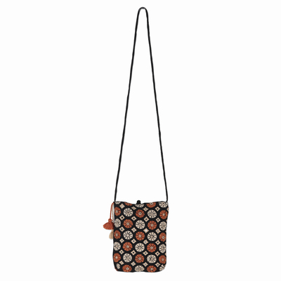 Embroidered cotton sling bag, 'Spinning Blossoms' - Hand-Embroidered Cotton Sling Bag from India