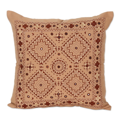 Cotton Cushion Cover with Geometric Motif