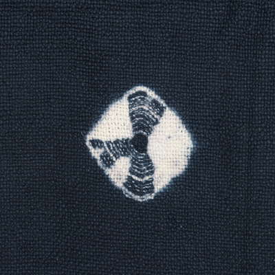 Manta de algodón con efecto tie-dye - Manta flameada de algodón azul marino con motivo Tie-Dye