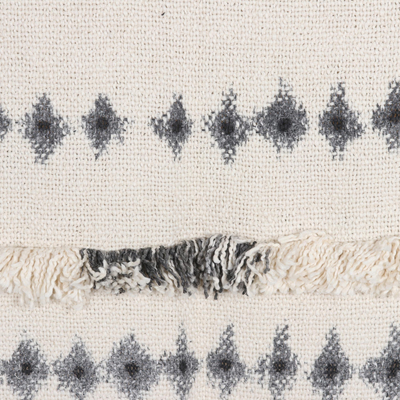 Tie-dye cotton throw, 'Cozy Elegance' - Tie-Dye Cotton Throw with Tufted Embroidery