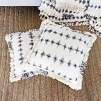 Tie-dye cotton cushion covers, 'Diamond Waves' (pair)