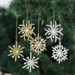 Beaded ornaments, 'Sparkling Snowflakes' (set of 6) - Handcrafted Beaded Snowflake Ornaments (Set of 6)