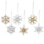 Beaded ornaments, 'Sparkling Snowflakes' (set of 6) - Handcrafted Beaded Snowflake Ornaments (Set of 6)