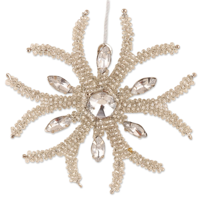 Beaded ornaments, 'Sparkling Snowflakes' (set of 6) - Handcrafted Beaded Snowflake Ornaments (Set of 6)