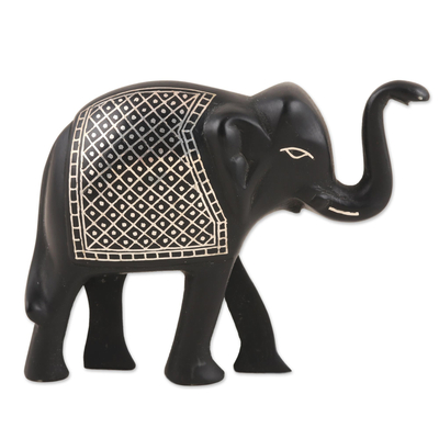 Silver Inlay Bidri Elephant Figurine