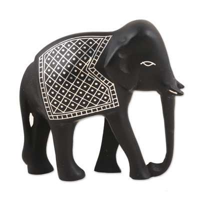 Bidriware Elephant Figurine with Silver Inlay