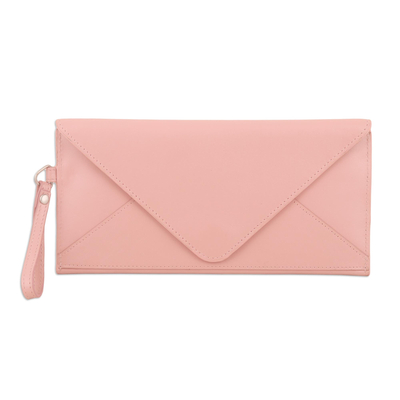 Hand Crafted Pink Leather Wristlet