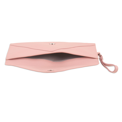 Leather wristlet, 'Cotton Candy in Pink' - Hand Crafted Pink Leather Wristlet