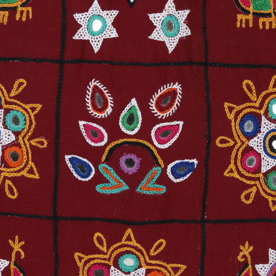 Embroidered cotton shoulder bag, 'Gujarat Celebrations' - Artisan Crafted Embroidered Indian Shoulder Bag