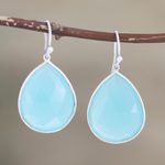 Chalcedony dangle earrings, 'Dropped in Blue' - Chalcedony and Sterling Silver Dangle Earrings