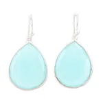 Chalcedony dangle earrings, 'Dropped in Blue' - Chalcedony and Sterling Silver Dangle Earrings