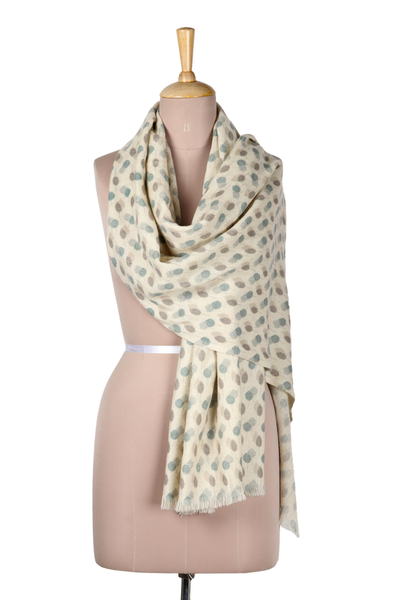 Wool shawl, 'Winter's Dance' - Woven Wool Shawl with Abstract Motif