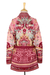 Jacquard knit cardigan, 'A Rose is a Rose' - Jacquard Viscose-Blend Cardigan with Tie Belt