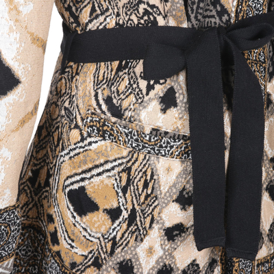 Knit viscose blend cardigan, 'Architect's Delight' - Viscose Blend Jacquard Cardigan from India