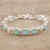 Chalcedony and cultured pearl link bracelet, 'Sea Bliss' - Chalcedony and Sterling Silver Link Bracelet (image 2) thumbail