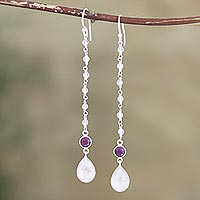 Multi-gemstone dangle earrings, 'Tow the Line'
