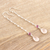 Multi-gemstone dangle earrings, 'Tow the Line' - Garnet and Rose Quartz Dangle Earrings (image 2b) thumbail