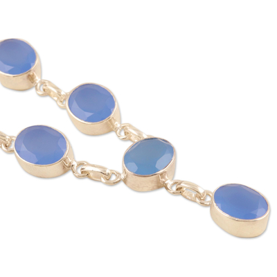 Chalcedony y-necklace, 'Cloud Oracle' - Chalcedony and Sterling Silver Y-Necklace