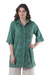 Embroidered cotton tunic, 'Festive Jade' - Hand-Embroidered Cotton Tunic from India