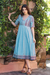 Cotton midi dress, 'Jaipur Heritage' - Handloomed Blue Cotton Dress from India (image 2b) thumbail
