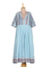 Cotton midi dress, 'Jaipur Heritage' - Handloomed Blue Cotton Dress from India (image 2d) thumbail
