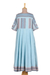 Cotton midi dress, 'Jaipur Heritage' - Handloomed Blue Cotton Dress from India (image 2e) thumbail