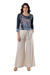 Viscose twill wide-leg pants, 'Finesse' - Wide-Leg Viscose Twill Pants from India (image 2a) thumbail