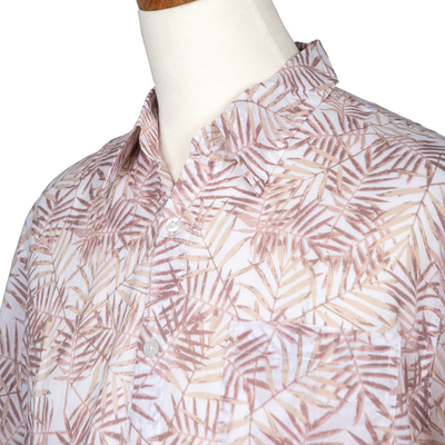Baumwollhemd für Herren - Kurzärmliges Herrenhemd aus Baumwolle mit Blattmotiv