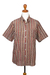 Men's block-printed cotton shirt, 'Traditional Stripes' - Men's Short-Sleeve Block-Printed Shirt (image 2a) thumbail