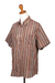 Men's block-printed cotton shirt, 'Traditional Stripes' - Men's Short-Sleeve Block-Printed Shirt (image 2c) thumbail