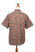 Men's block-printed cotton shirt, 'Traditional Stripes' - Men's Short-Sleeve Block-Printed Shirt (image 2d) thumbail