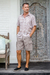 Men's linen-blend cargo shorts, 'Spring Cool in Dove Grey' - Men's Grey Linen-Blend Cargo Shorts thumbail