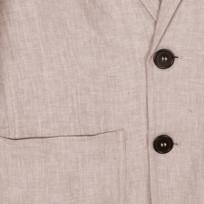 Men's Buttoned Linen Blazer from India - Men at Work | NOVICA
