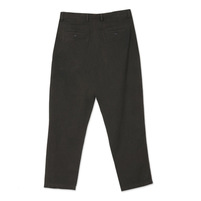 pantalones de algodón de los hombres - Pantalón de hombre de sarga de algodón verde oscuro