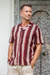Herren-Baumwollhemd mit Blockdruck - Herren-Hemd aus gestreifter Baumwolle mit Blockdruck
