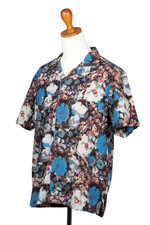 Men's block-printed cotton shirt, 'Dabu Tropics' - Men's Block-Printed Cotton Shirt with Floral Motif