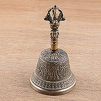Decorative brass bell, 'Vintage Sound' - Decorative Brass Bell with Antique Finish