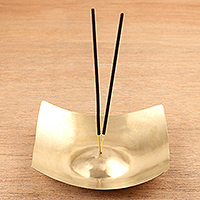 Brass incense holder, 'Ashes to Ashes' - Hand Made Brass Incense Holder