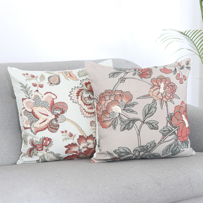 Embroidered cotton cushion covers, 'Garden Fantasy' (pair) - Cotton Cushion Covers with Tufted Embroidery (Pair)