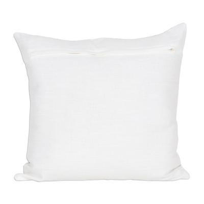 Embroidered cotton cushion covers, 'Place in the Sun' (pair) - Embroidered Cotton Cushion Covers with Lurex (Pair)