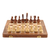 Mini wood chess set, 'Leisure Time' - Hand Carved Acacia Wood Chess Set thumbail