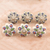 Decorative ceramic knobs, 'Flower Color' (set of 6) - Decorative Ceramic Knobs with Floral Motif (Set of 6)