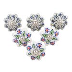 Decorative ceramic knobs, 'Flower colour' (set of 6) - Decorative Ceramic Knobs with Floral Motif (Set of 6)